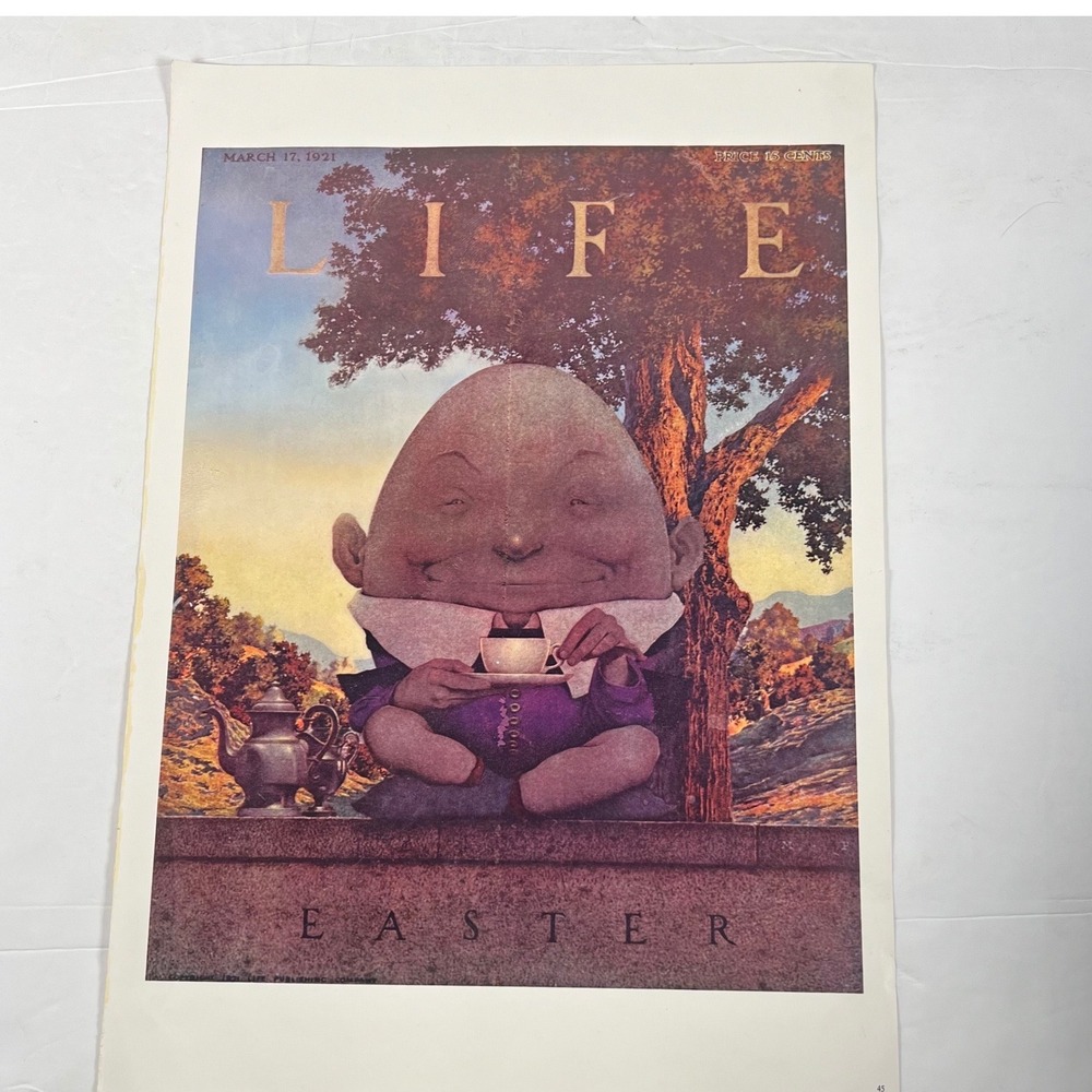 Vintage 1921 LIFE Magazine Humpty Dumpty Easter Maxfield Parrish Cover Print Art